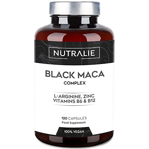 Maca Schwarz aus Peru entspricht 24.000 mg fr jede Dosis von 1200 mg mit L-Arginin, Zink, Vitaminen | 120 Pflanzliche Kapseln mit hochkonzentriertem Maca-Extrakt 20:1 | Nutralie