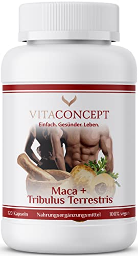 VITACONCEPT I Maca + Tribulus Terrestris (1000 mg + 850 mg) I 120 Kapseln I laborgeprft I fr Vegetarier geeignet